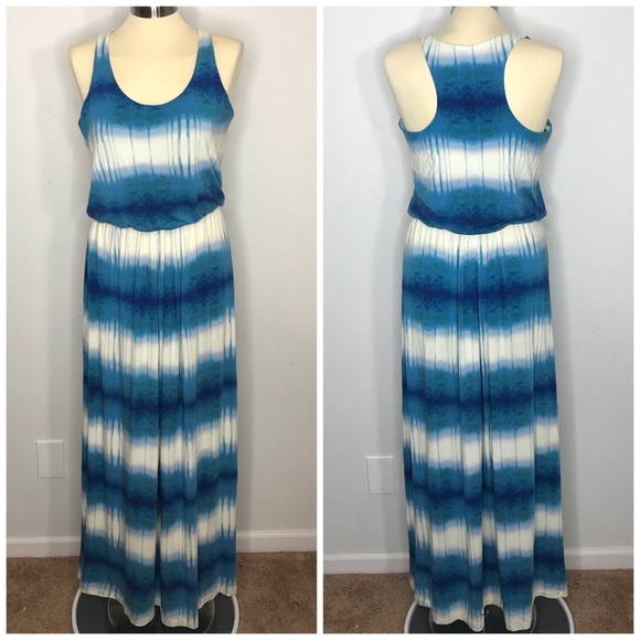 Tart Blue Tie Dye Ikat Maxi Dress - Picture 1 of 3